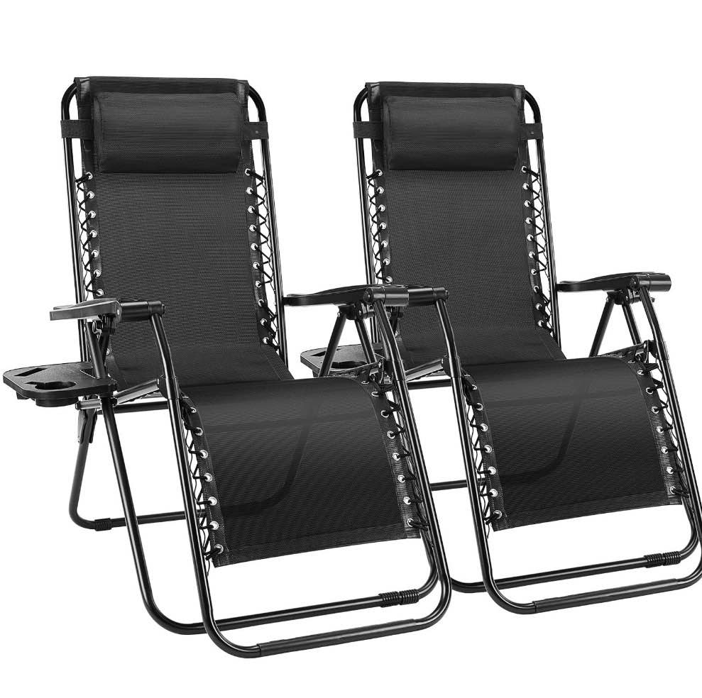 edx zero gravity chair outdoor lounge chair?suitable for beach terrace pool patio black 2-pack