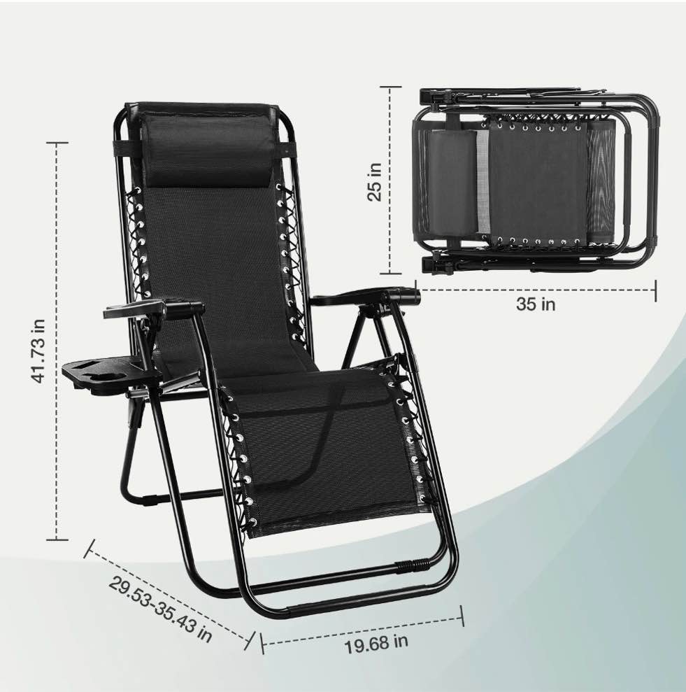 Condition photo showing New/Like New for edx zero gravity chair outdoor lounge chair?suitable for beach terrace pool patio  black 2-pack