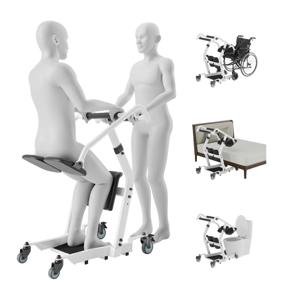 pruru sit-to-stand patient lift, mobility aid with wheels for elderly assistance