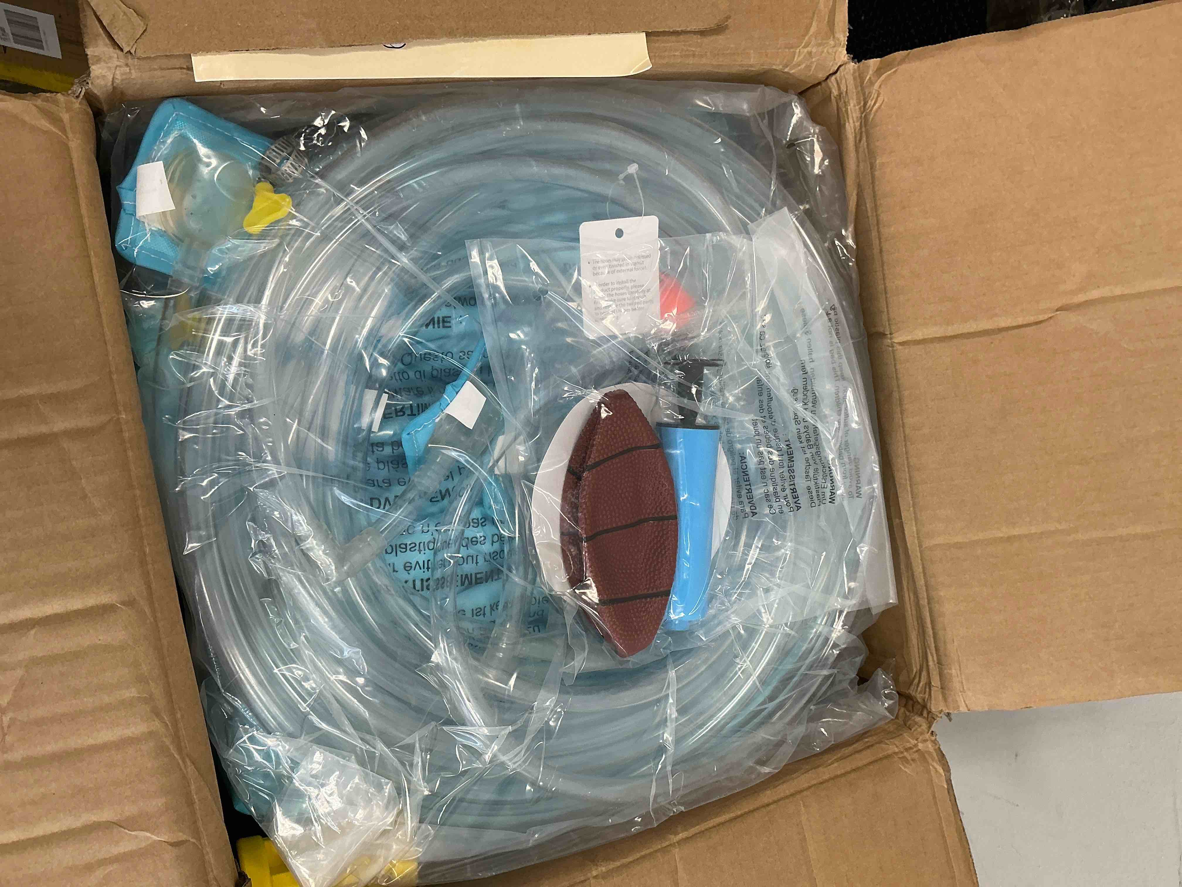 Condition photo showing New/Like New for patbrela 9 in 1 large inflatable water slide bounce house  211  x 104  x 143  with 750w blower 2 water slides  2 water blasters double blow up splash deep pool basketball hoop water canon