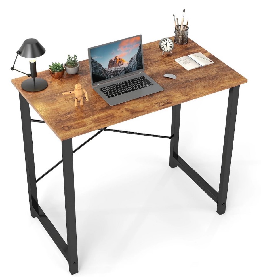 edx 40 inch computer desk modern writing desk, industrial office desk, office table for small spaces,sturdy laptop table for home office, rust