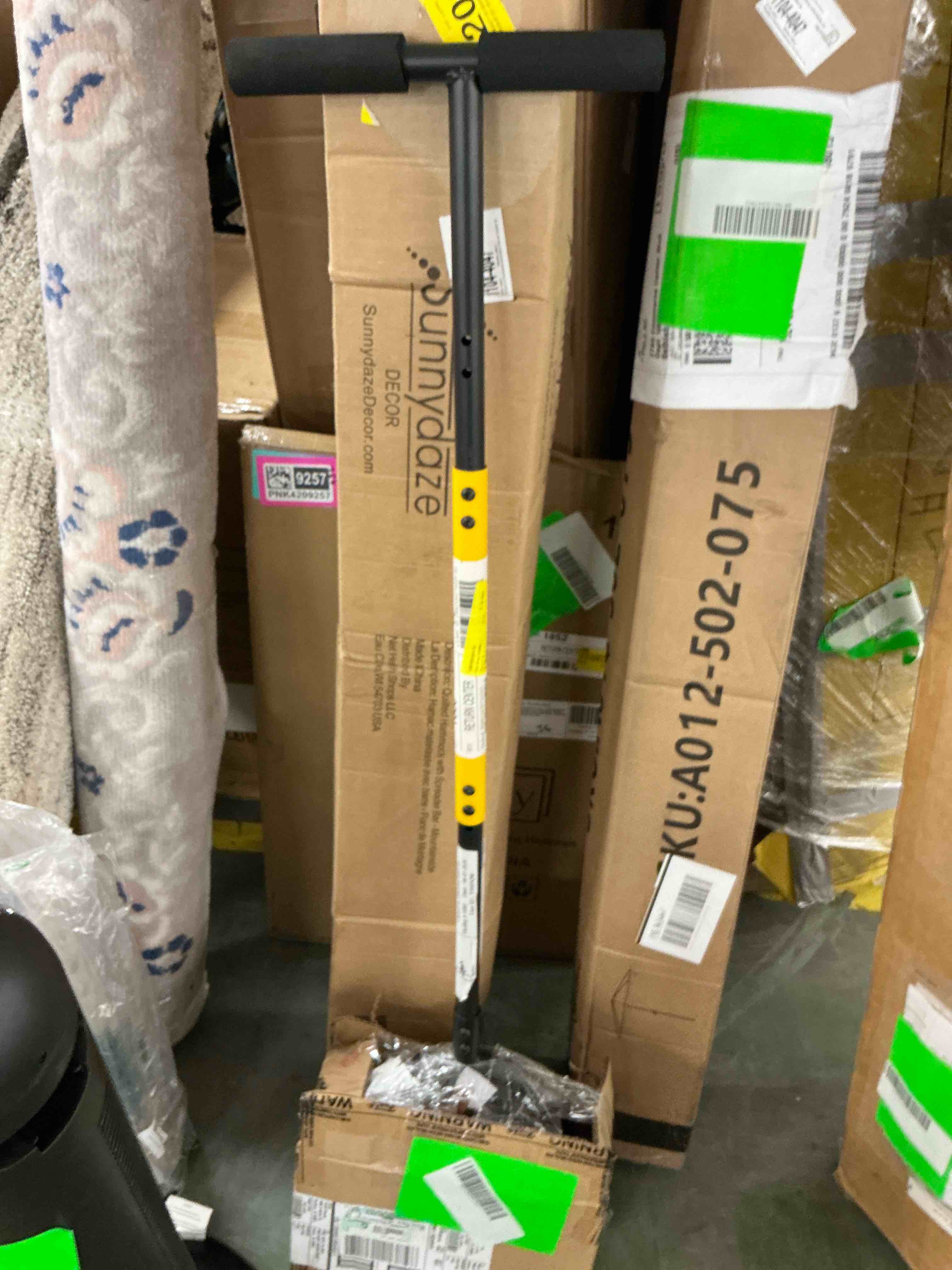 Condition photo showing Good Condition for manual lawn edger, steel structure saw tooth blade t handle sponge cover wide pedal garden trimming edging tool
