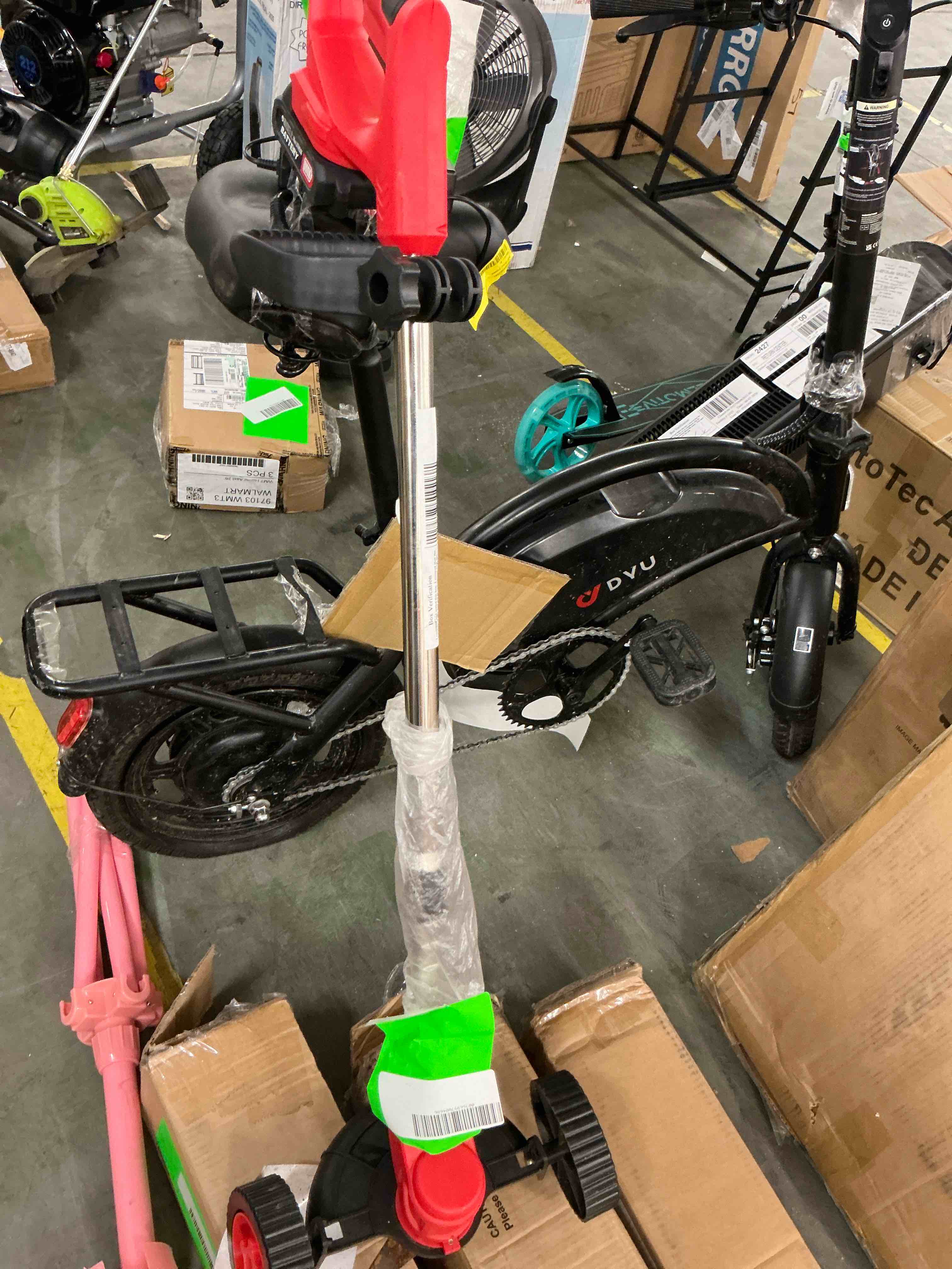 Condition photo showing Good Condition for tntants electric weed wacker  cordless string trimmer with wheels  2pcs 24v batteries  3 types of blades  adjustable length  weed eater grass trimmer/edger/brush cutter for lawn yard garden (red)