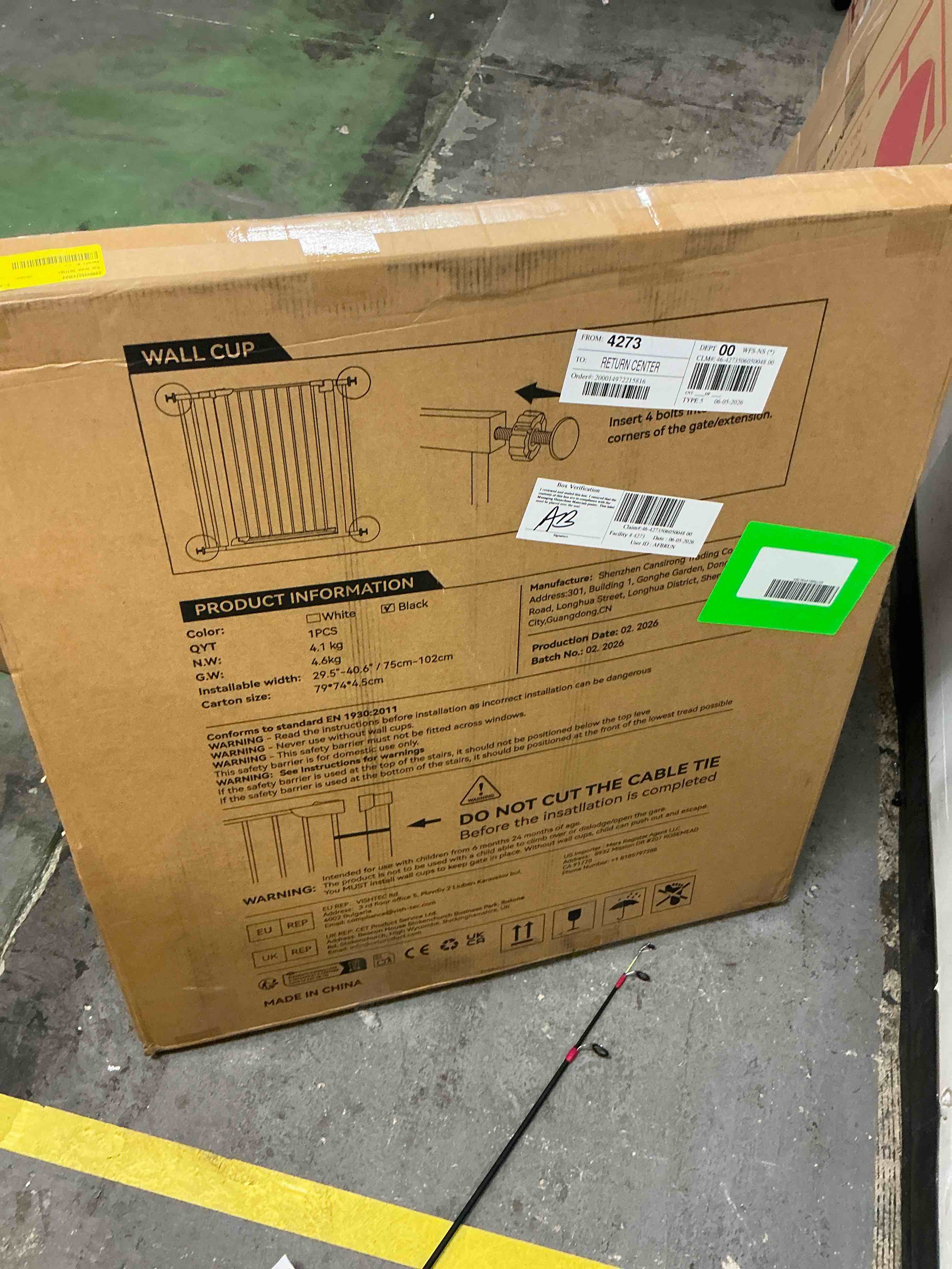 Condition photo showing New/Like New for baby safety gate, dog gates for top stairs doorway, 29.5''- 40.5''wide pressure mount, black