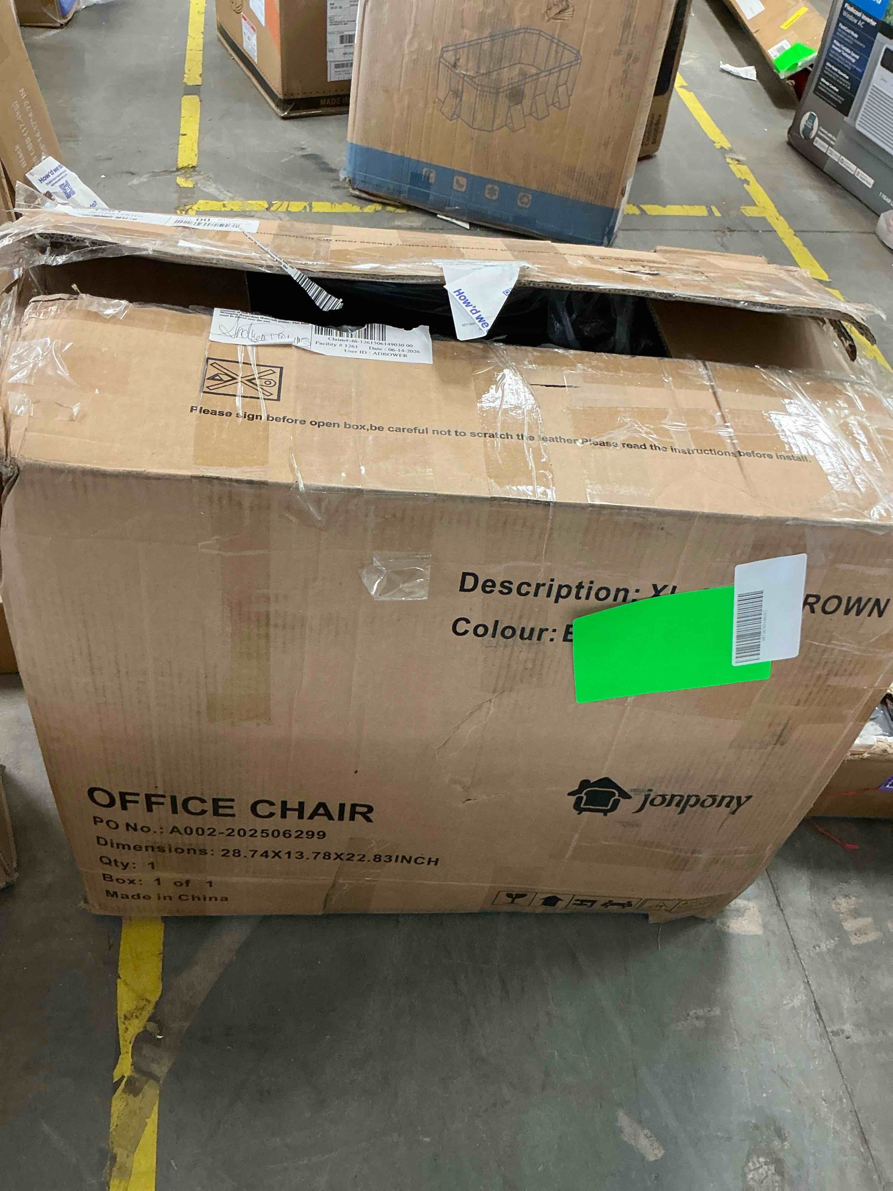 Condition photo showing Good Condition for jonpony big and tall office chair 500lbs executive office chair massage and footrest ergonomic computer desk chair reclining high back leather office chair lumbar back support swivel rolling,brown