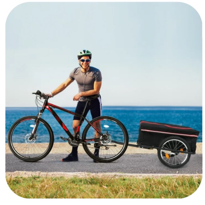 Ktaxon Bike Cargo Trailer with Removable Cover, Bicycle Wagon Trailer with 16" Wheels, Red