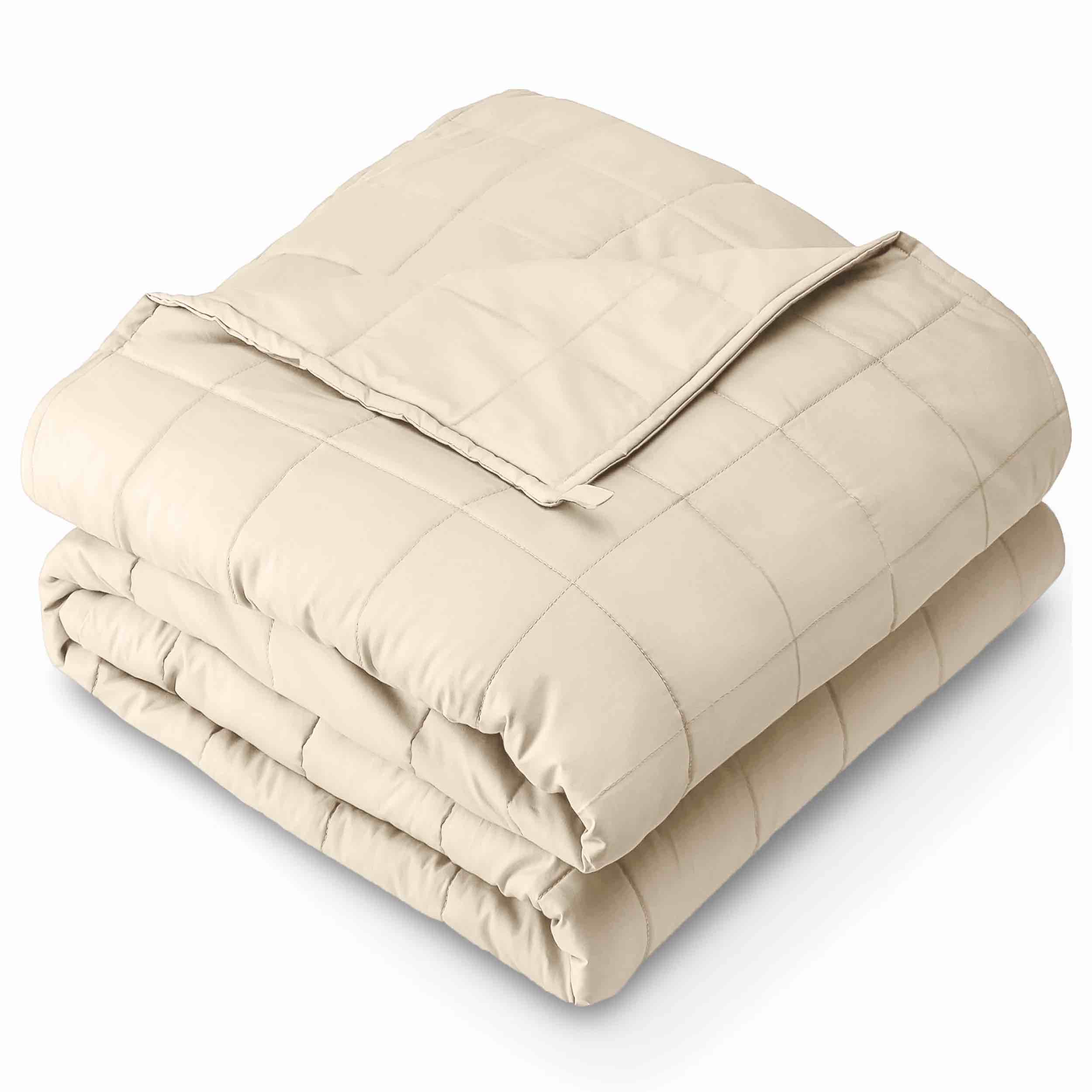 Bare Home 30 lbs Weighted Blanket for Adults - 80" x 87" - 210tc Twill Cotton, Sand