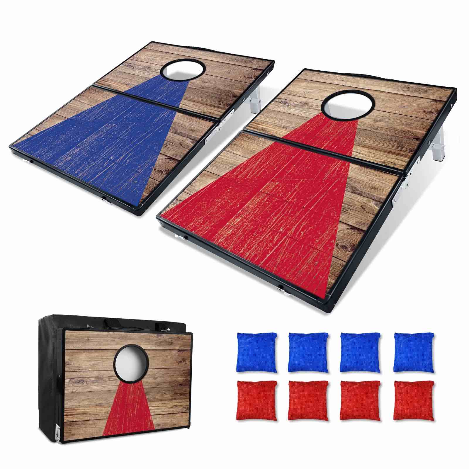 Ultra-Portable 3ft x 2ft Aluminum Alloy Cornhole Set – Foldable Lightweight Cornhole Boards with 8 All-Weather Bean Bags, Perfect for Backyard, Beach & Tailgate Parties
