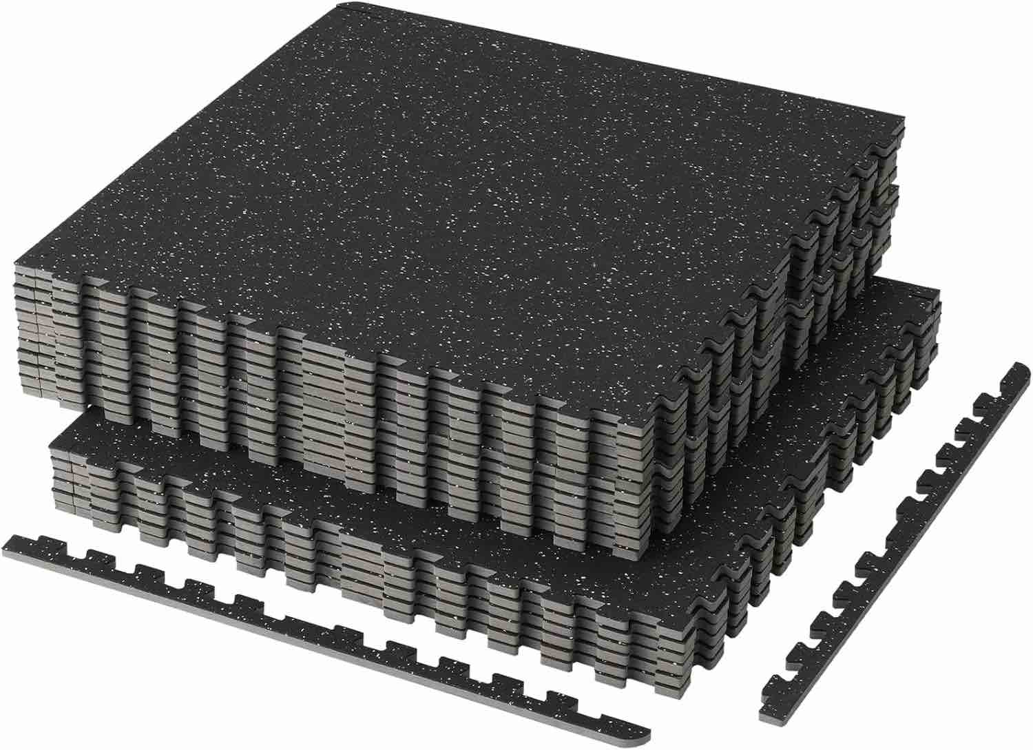 Mikolo Puzzle Exercise Mats, 0.56" Thick 48 Sqft 12pcs Rubber Top High Density EVA Foam Home Gym Floor Mats