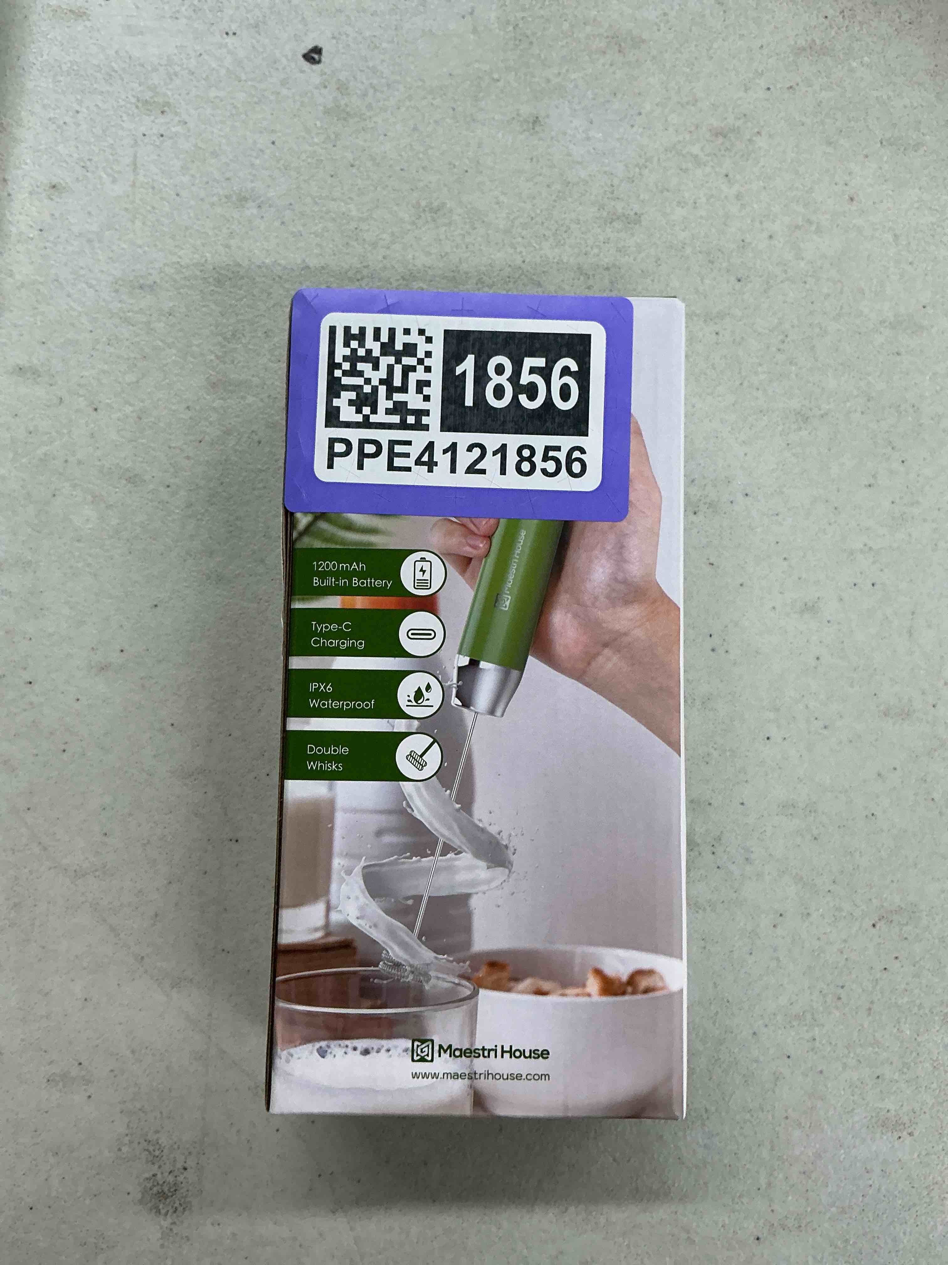 Condition photo showing As Is for Maestri House Rechargeable Milk Frother, LunaFro NS Handheld Electric Foam Maker Waterproof Detachable Stainless Steel Whisk Drink Mixer Foamer for Lattes, Cappuccino, No Stand Black