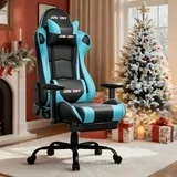  JONPONY Big and Tall 500LBS Gaming Chair, Ergonomic Design, Gamer Chair PU Leather with Footrest and Lumbar Support, High Back Office Chair Support 8 Hours Long Sitting,Blue Computer Chair,Blue