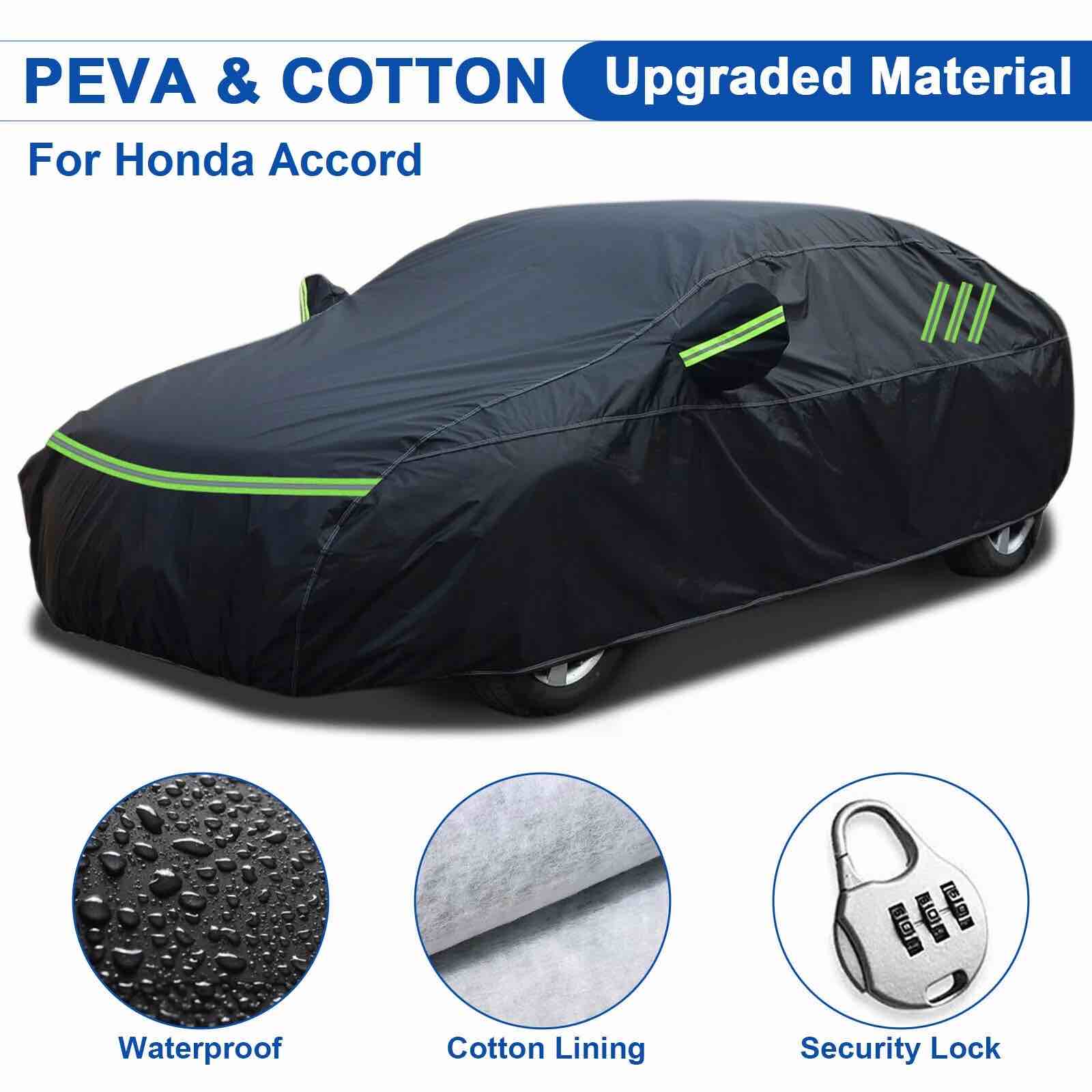 Black, PEVA & Cotton, Honda Accord Cover, 193.00 x 70.00 x 63.00 Inches