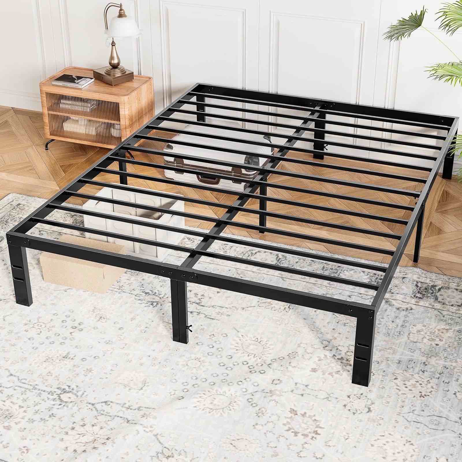 CONCETTA 14" Queen Bed Frame, Heavy Duty Metal Bed Frame with Underbed Storage, No Box Spring Required
