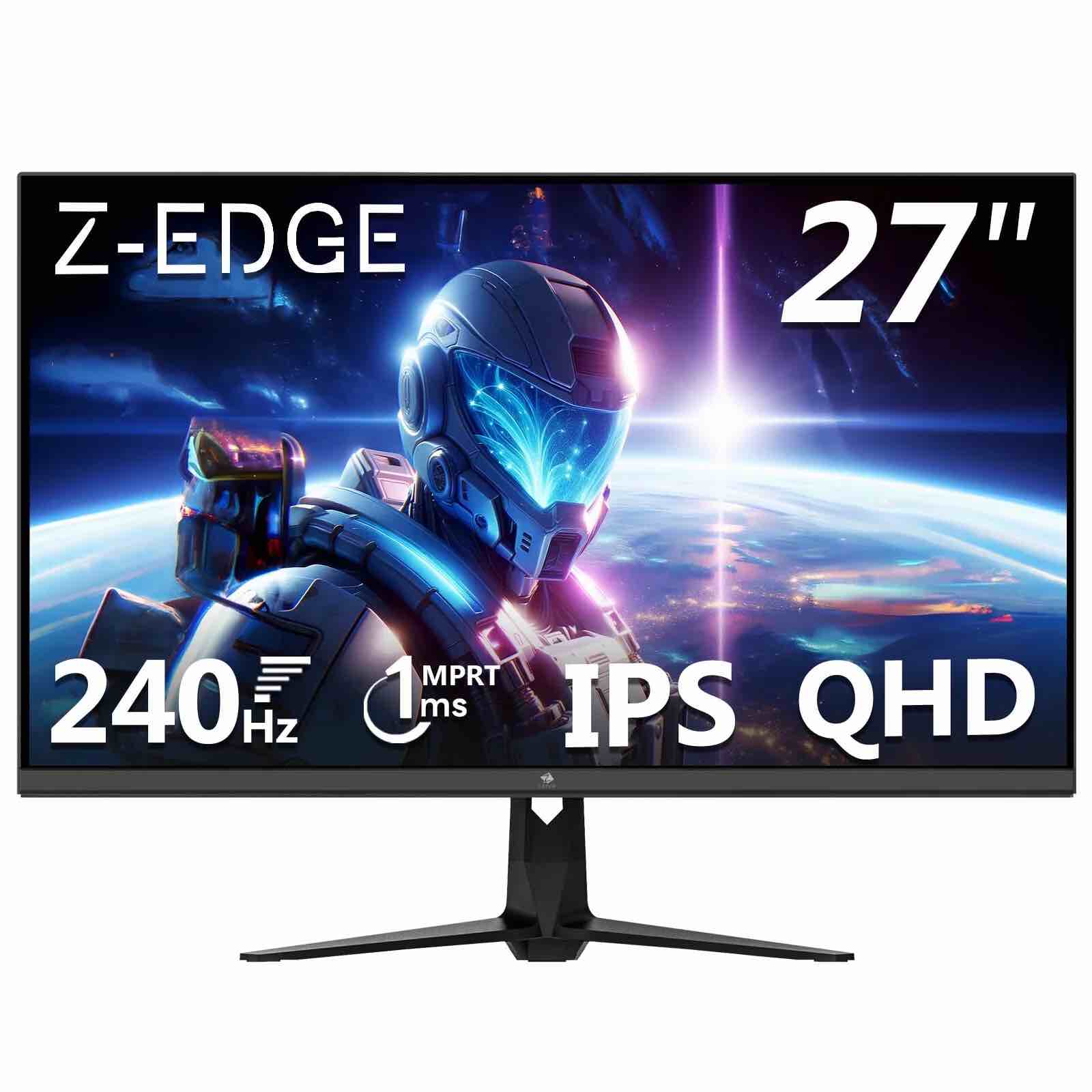 Z-EDGE 27 Inch 240Hz Gaming Monitor, QHD 1440P IPS Display, 1ms MPRT, AMD FreeSync, HDR Support, VESA Mount Compat