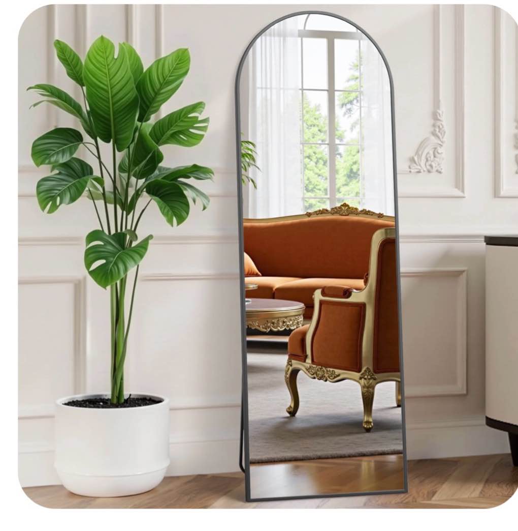 EDX Arched Full Length Mirror 59"x16" Full Body Mirror Rectangle Free Standing Wall Mounted Leaning Hanging Floor Mirrors, Black