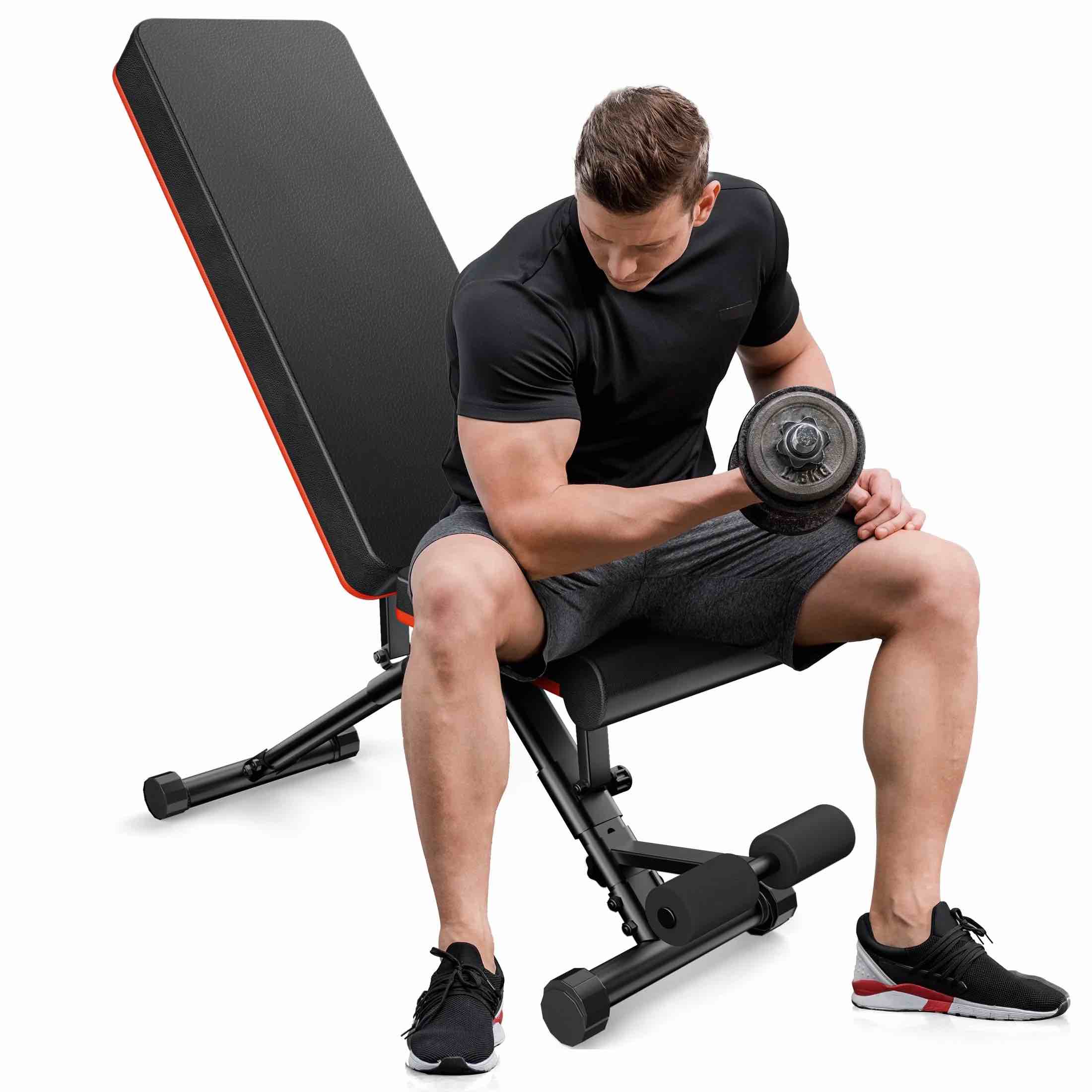 EDX 9 Positions Adjustable Weight Bench  Support Up to 795lbs  Foldable Weight Bench for Full Body  Home Gym Fitness Strength Training  Black