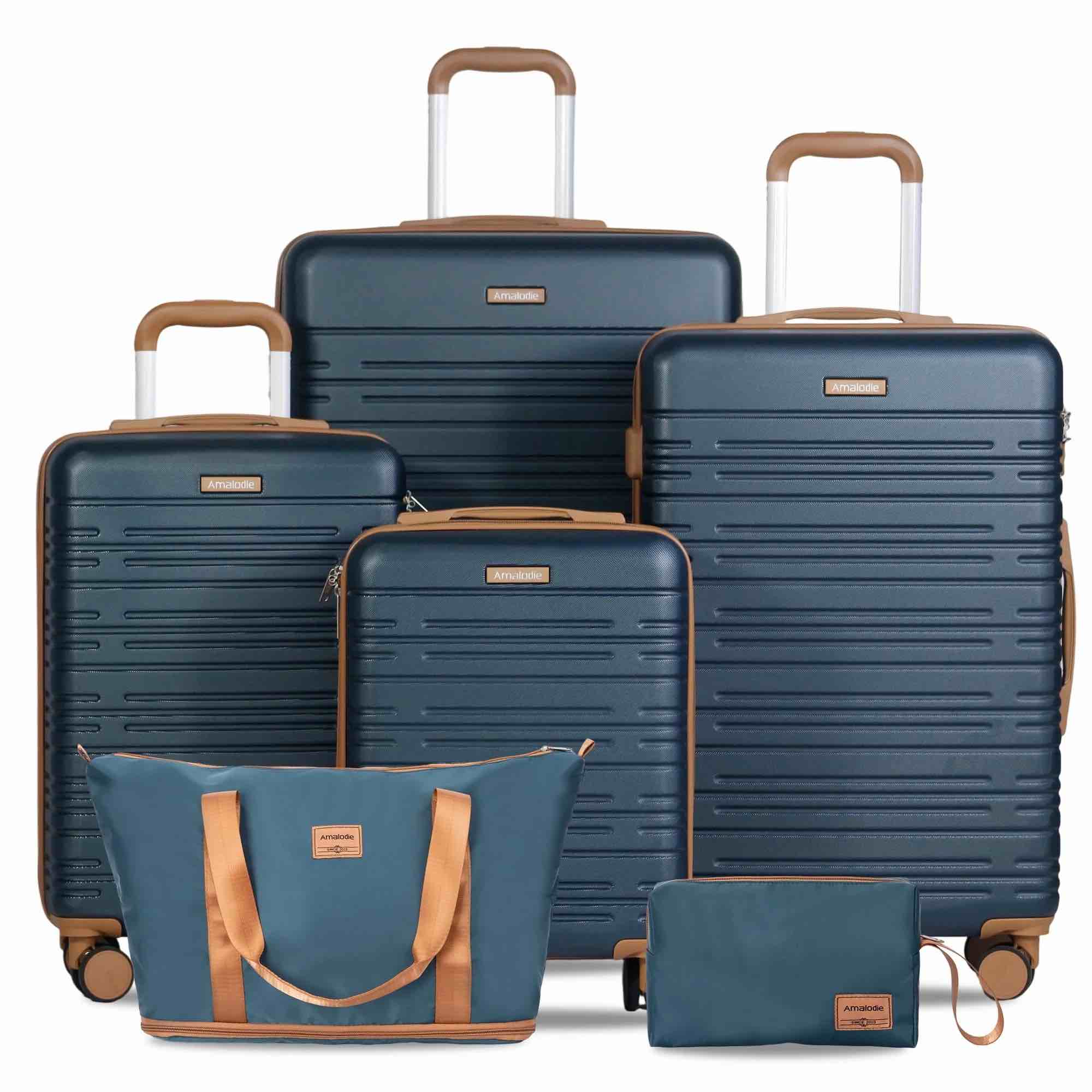 Hardside Luggage Sets 6 Piece, Hardshell Suitcase with TSA Lock Spinner Wheel and Travel Duffle Bag.Dark Green