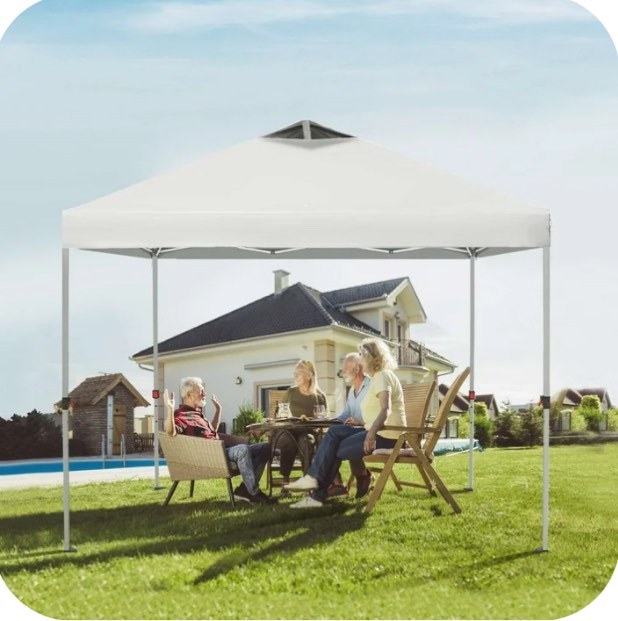 Summit Living 10 x 10 ft Pop-up Canopy Tent Straight Legs Instant Canopy for Outside with Wheeled Bag - White