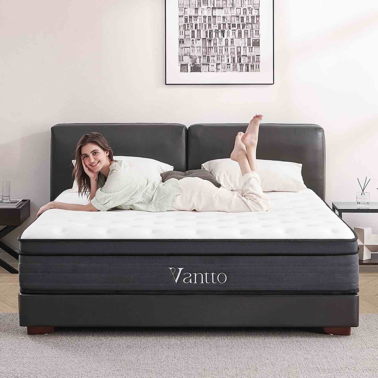Vantto Queen Mattress, 12 Inch Hybrid Memory Foam Mattress in a Box, Pressure Relief, CertiPUR-US