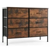 CONCETTA 6 Fabric Drawers, Dresser for Bedroom Chest of Dresser TV Stand for Living Room, Nightstand for Bed, Rust