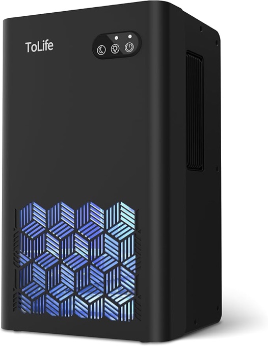 ToLife Dehumidifier for Home, 1000 sq.ft Dehumidifiers for Basement Bedroom Bathroom with 95 OZ Water Tank, Auto Shut Off 7 Colors LED Light,Black