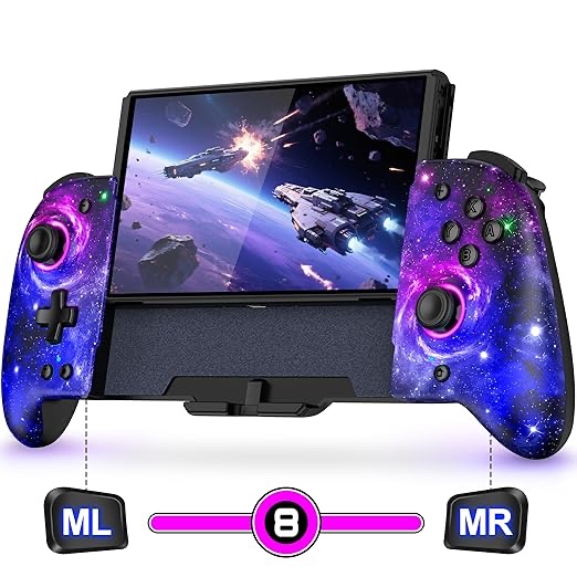 Spican Switch Controllers, Hall Effect Wireless Switch Controller for Handheld Mode, One-Piece Switch Remote with Battery/Turbo/Programmable for Switch Accessories