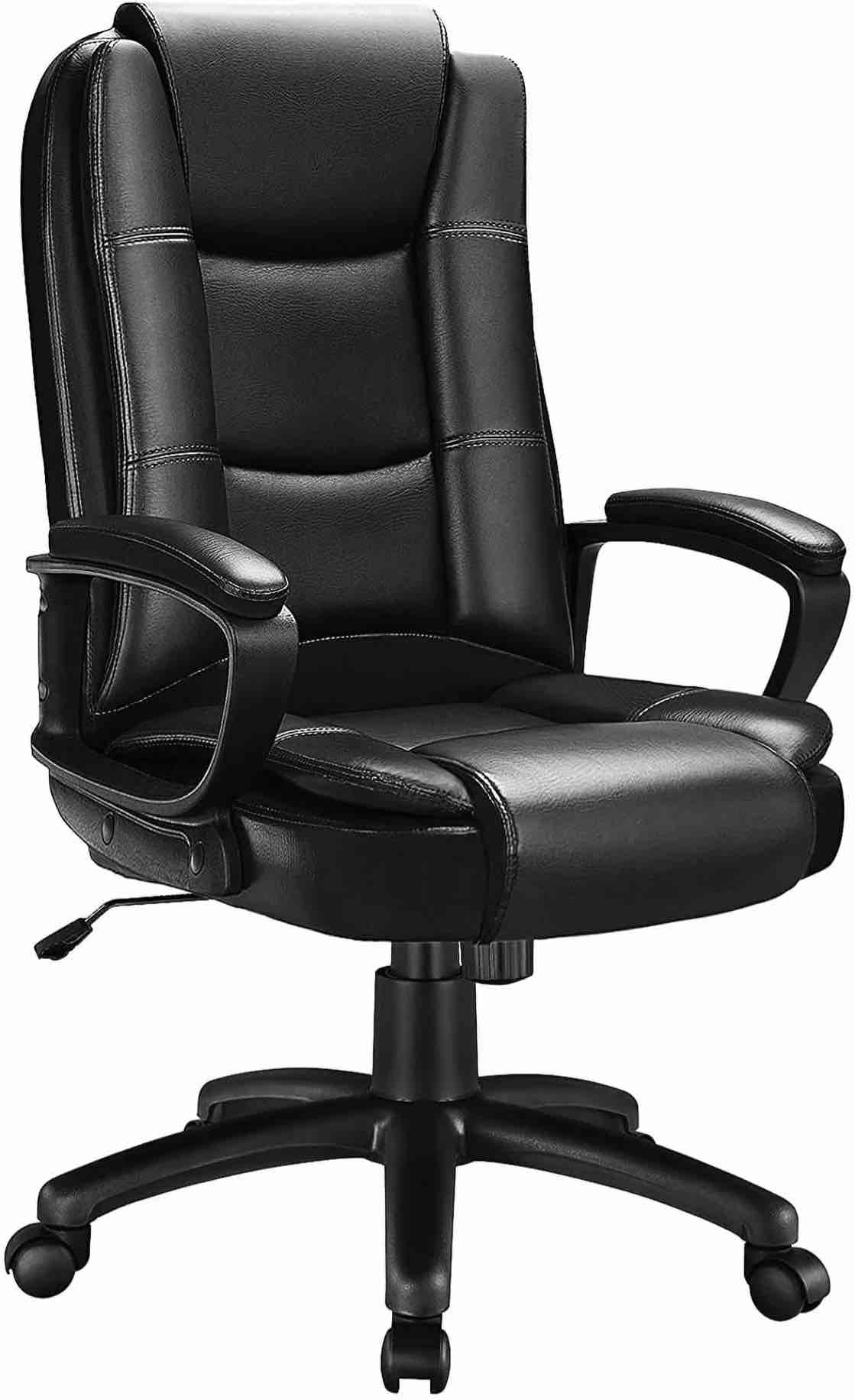 Waleaf Home Office Chair, Big and Tall Desk Chair 8Hours Heavy Duty Design, Ergonomic High Back Cushion Lumbar Back Support, Computer Desk Chair, Adjustable Executive Leather Chair with Arms