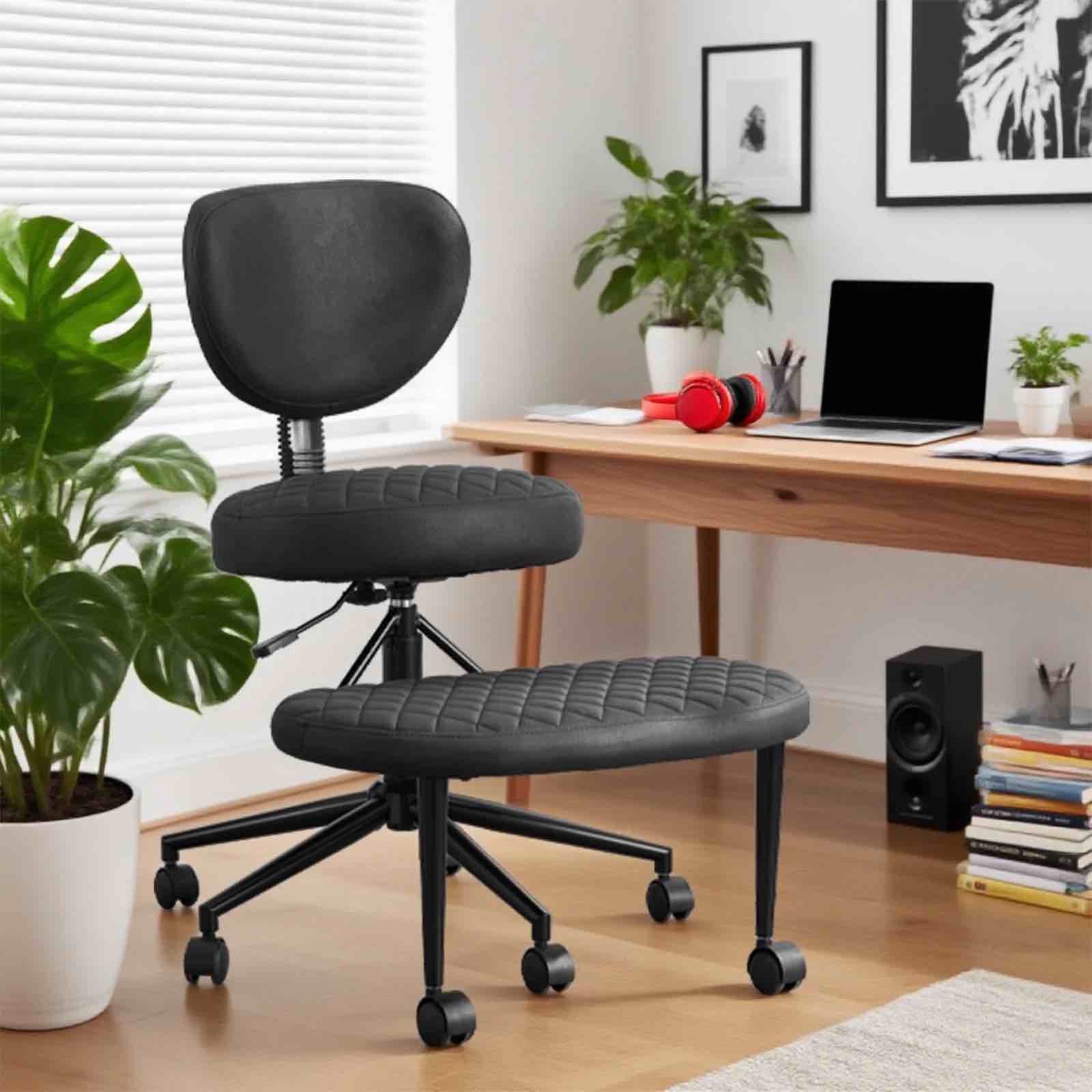 JONPONY Ergonomic Cross Legged Swivel Chair, ADHD Office Chair, Meditation Chair with Lumbar Support, Adjustable Height and Retractable footrest, Home and Office, Black