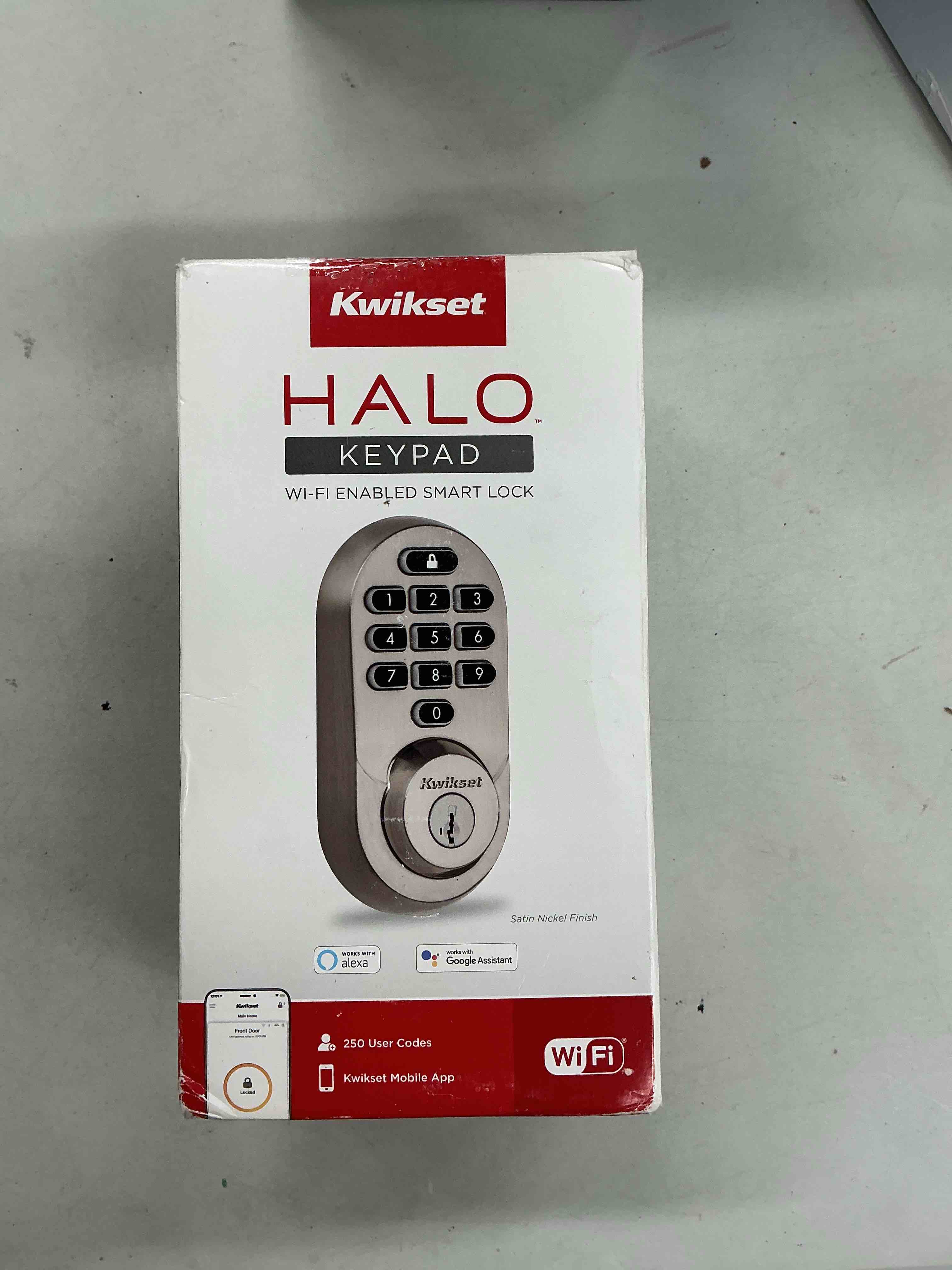 Kwikset Halo Wi-Fi Smart Lock, Keyless Entry Door Deadbolt, Geofence Auto-Unlock, Grade AAA Certified, No Hub Easy Install, Satin Nickel Lifetime Finish Warranty, Backlit Keypad