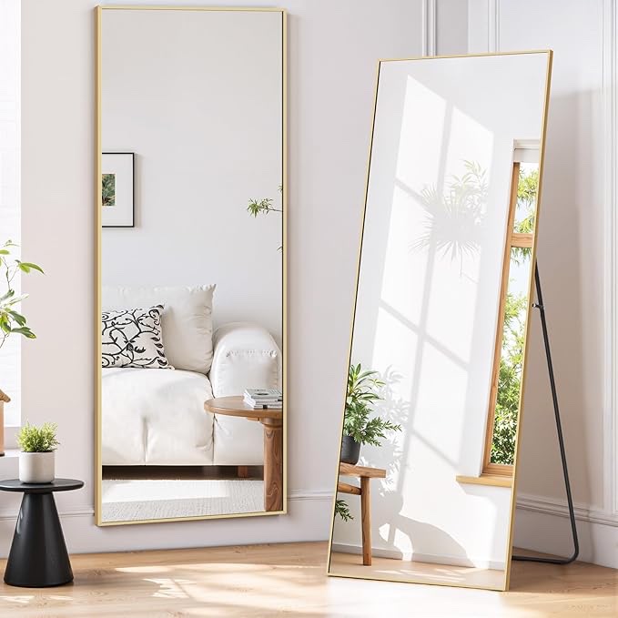 EDX Full Length Mirror 59 x16  Full Body Mirror Rectangle Free Standing Wall Mounted Leaning Hanging Full body Mirrors  Gold