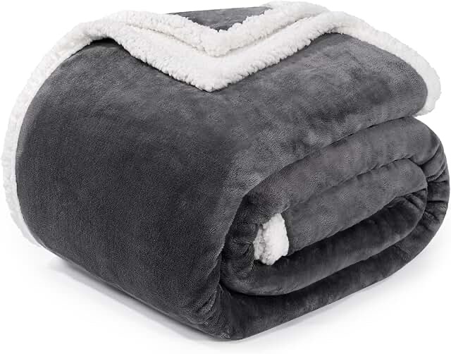U by Bedsure Sherpa Fleece Throw Blanket Charcoal - Thick and Warm, Soft and Fuzzy Throw, 50x60 inches