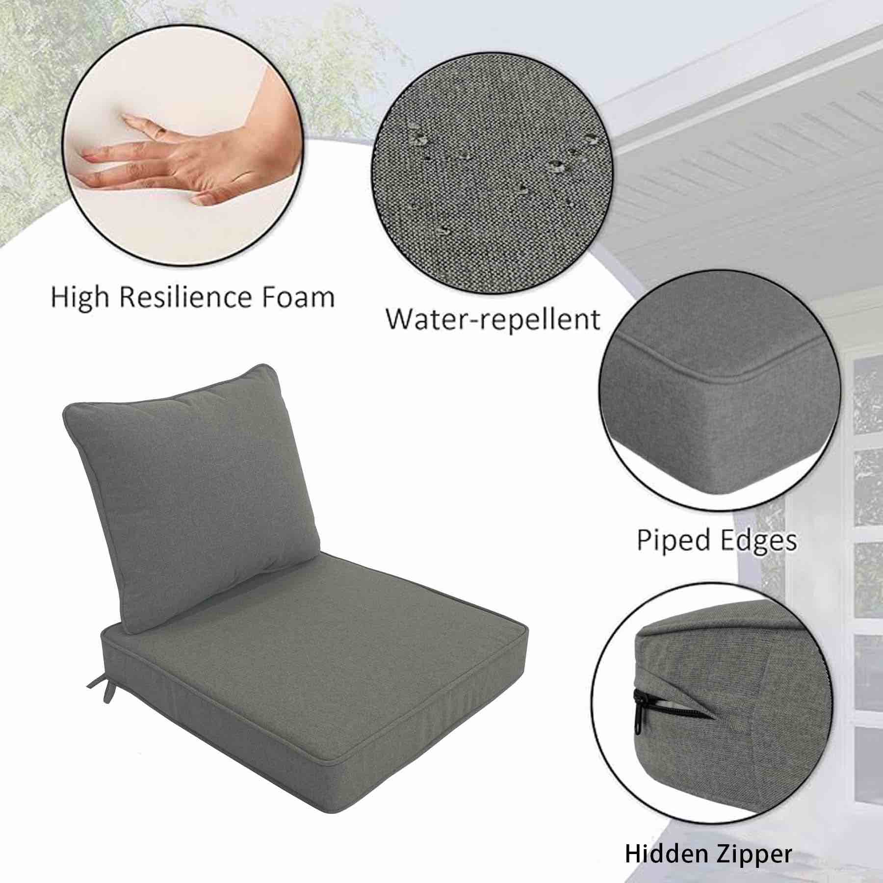 AE Outdoor 19" x 16.5" Premium Small Seat Bistro Cushion Set, Gray