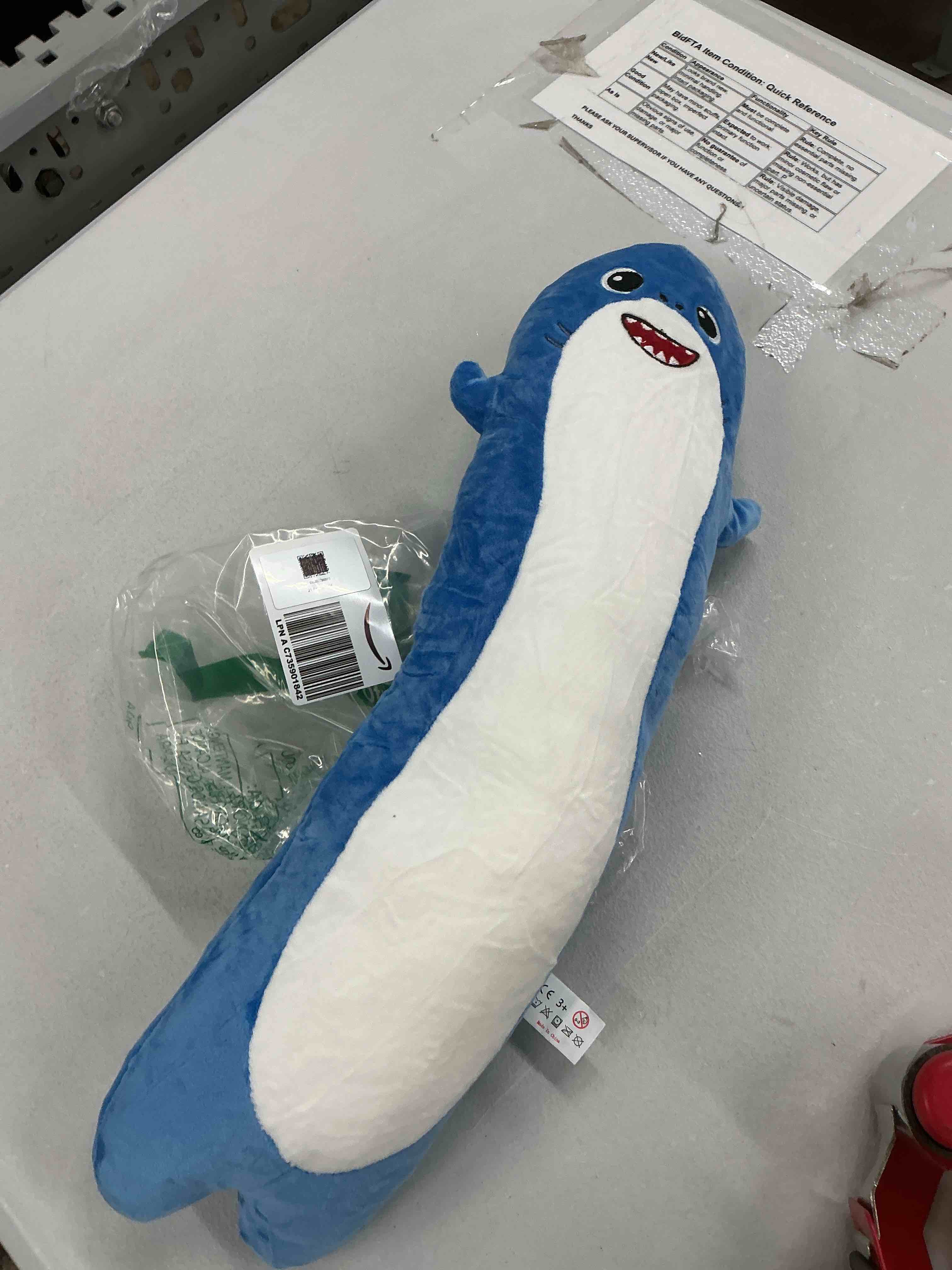 Condition photo showing Good Condition for achwishap large shark plush approximately 20in