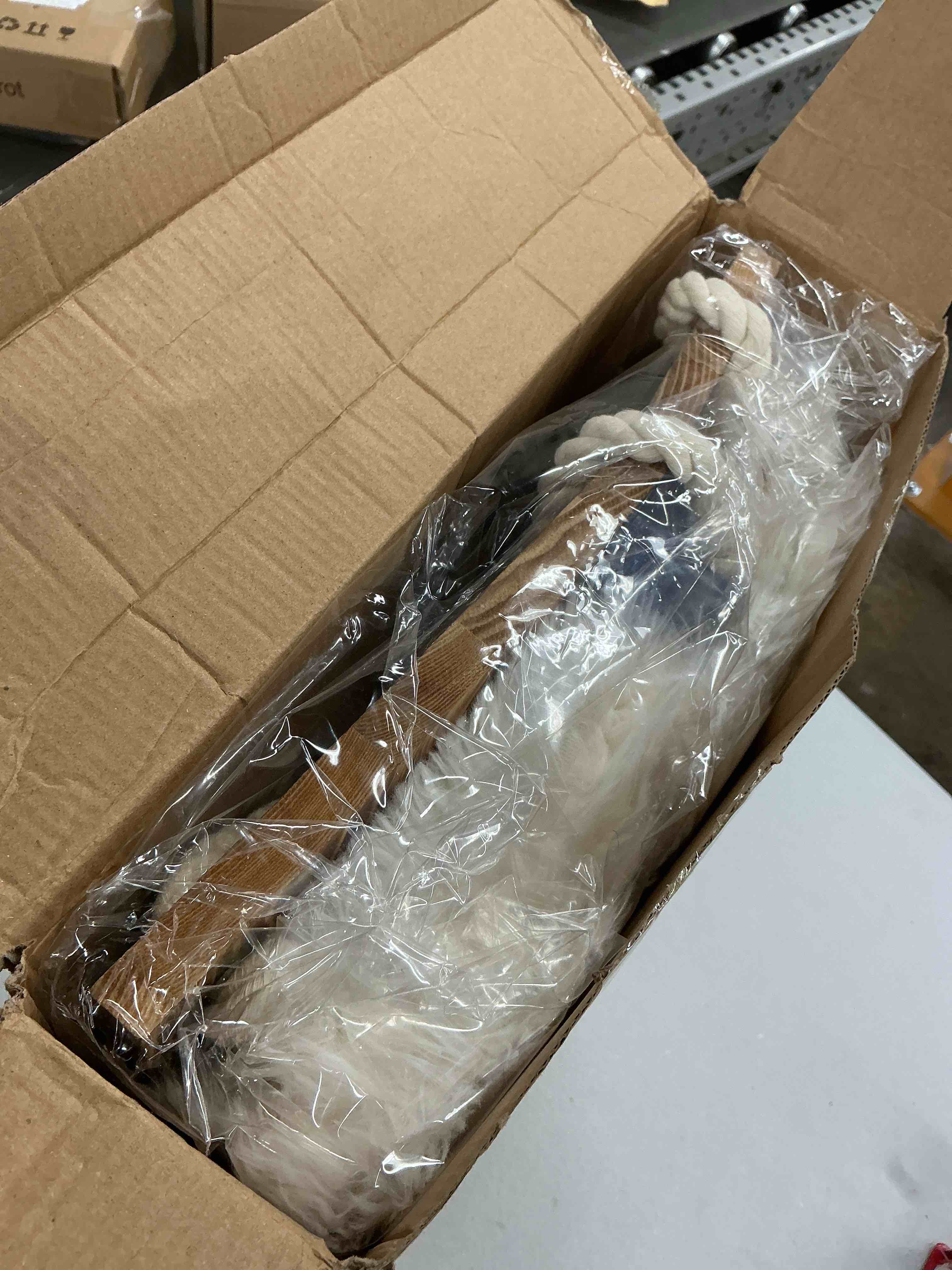 Condition photo showing New/Like New for Cat Window Perch - Hammock Bed for Cats Inside - Solid Wood Seat, 4 Strong Suction Cups, Soft Cushion - Rustic Indoor Pet Shelf Brown/White Medium