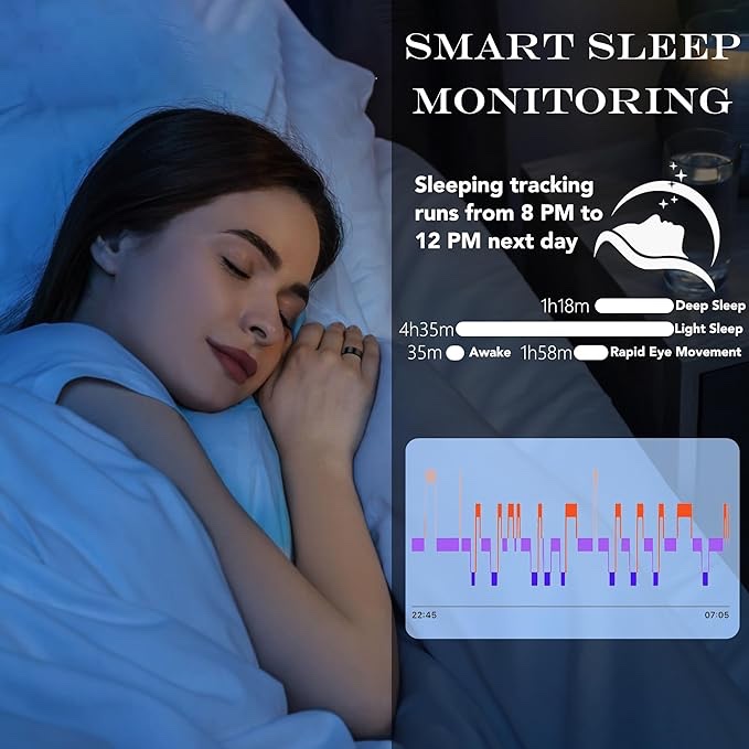 Milavan Smart Health Ring for Women Men Fitness Tracker with Heart Rate, White 10#