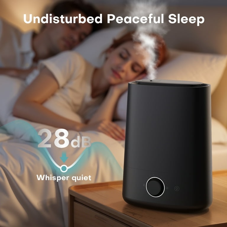 ALROCKET Humidifier for Bedroom,5L Cool Mist Top-Fill Humidifier for Large Room, Baby Nursery, Plants,48H Runtime,28 dB Quiet,Oil Diffuser