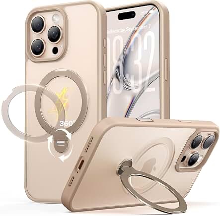 peerock for iphone 16 pro case: with 360° spin magnetic stand, fit for magsafe, camera control butto