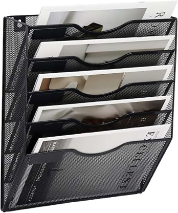 Marbrasse Wall File Holder 2-Tier Hanging Wall File Organizer, Mesh Mail Holder for Papers, Wall Mou