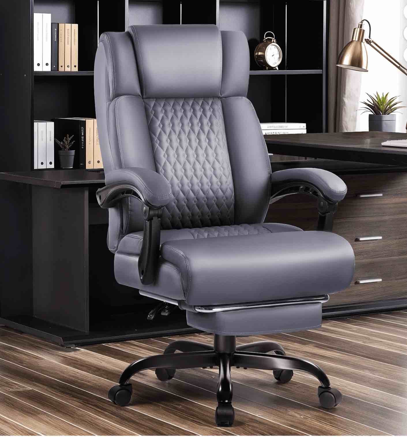 Waleaf Office Chair with Footrest,90-165°Reclining Ergonomic High Back Computer Desk Chair Lumbar Support for Home Office