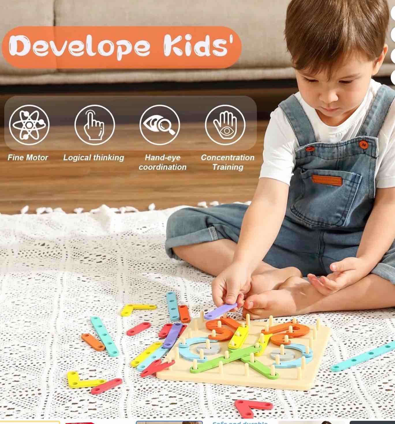 Creative Busy Board, Educational Color Activity Board Set, 33 Pcs Puzzles Letter and Number Shapes Construction Toys for Recognition Learning Christmas Birthday Gifts for Kids Boys Girls