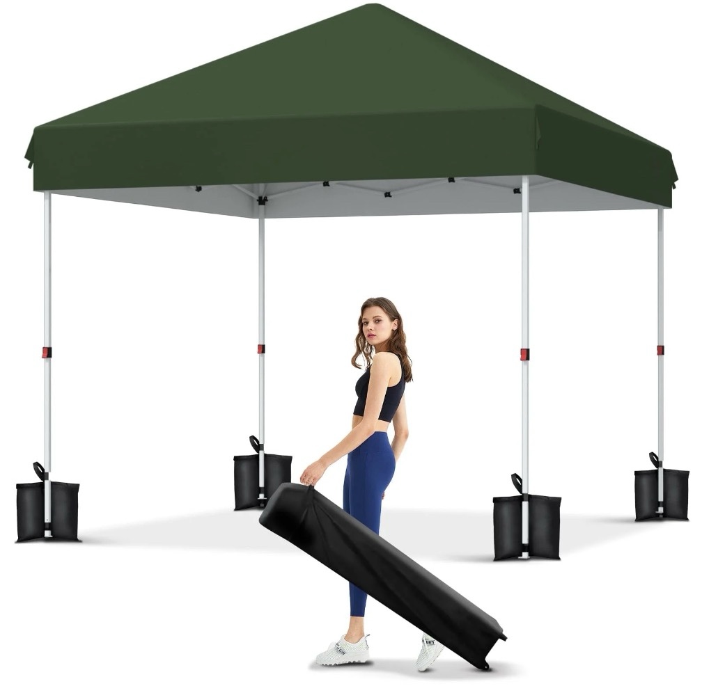 Garvee 10 x 10 Ft Pop-up Canopy, One Button Push Setup, Heavy Duty, Portable Roller Bag, Green