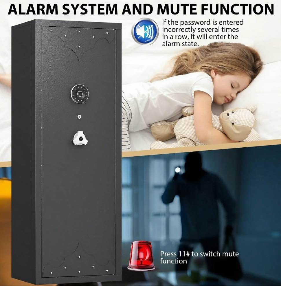 KAER 10-15 Gun Safe, Large Gun Safe with Removable Shelf and Gun Rack, Unassembled Gun Cabinet for Home and Shotgun