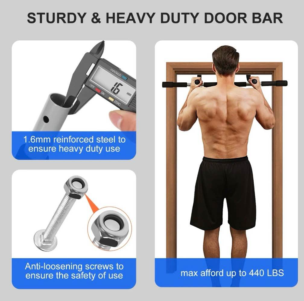 LCOKEIY Doorway Pull Up Bar for Home Gym, 36.6-in Width, Heavy-Duty Steel