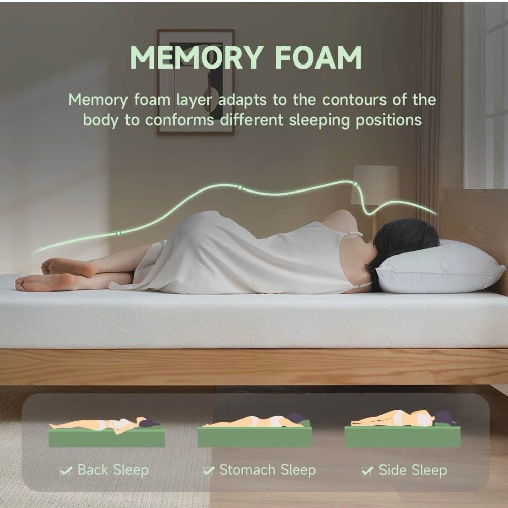 Z-HOM Twin Size Mattress, 6" Gel Memory Foam Mattress in a Box, Cooling Sleep Pressure Relief, Medium Firm