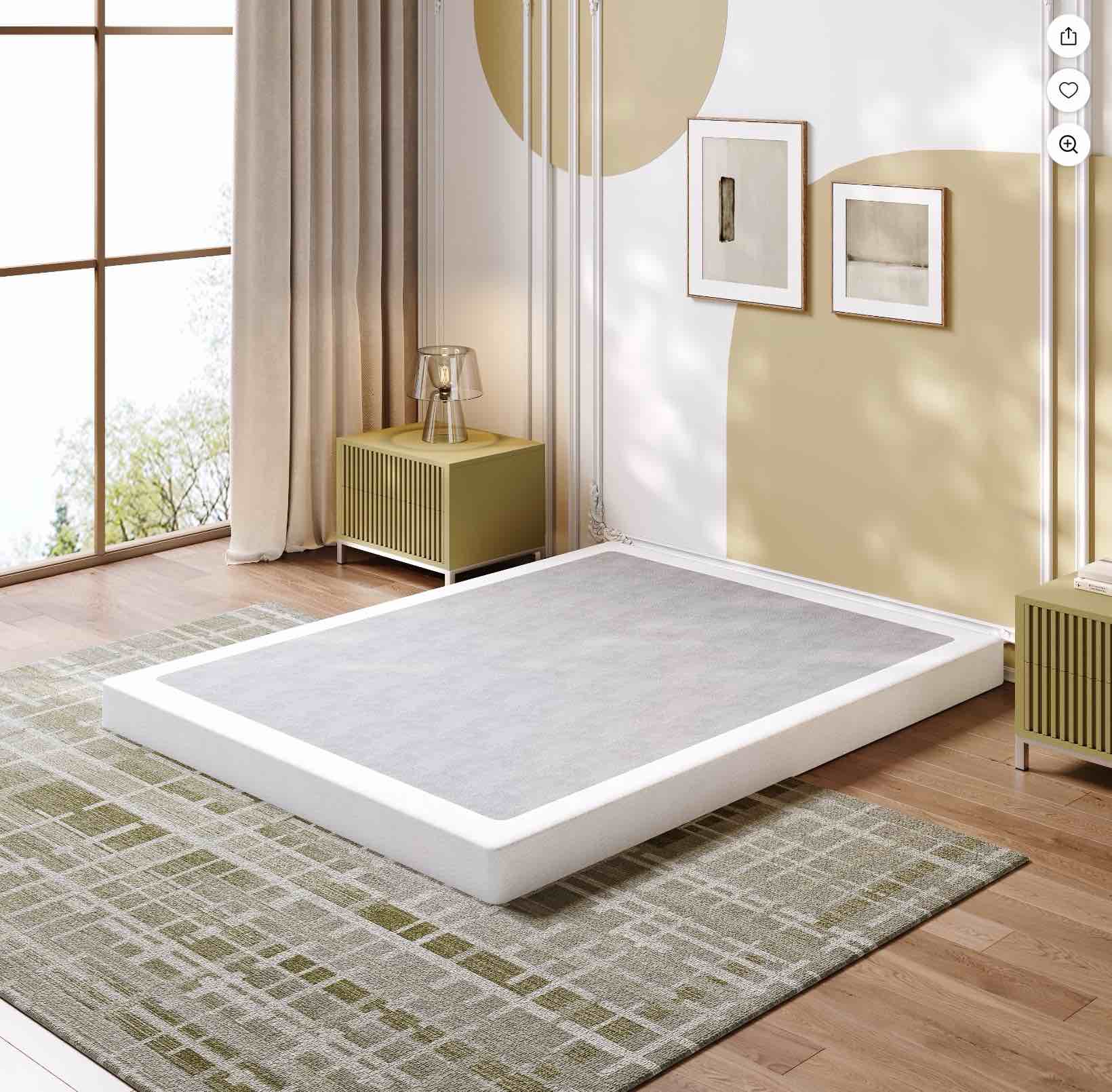LOUVETA 5 inch Full Box Spring, Heavy Duty Metal Box Spring Bed Base with Fabric Cover, Easy Assembly, Mattress Foundation, Noise Free
