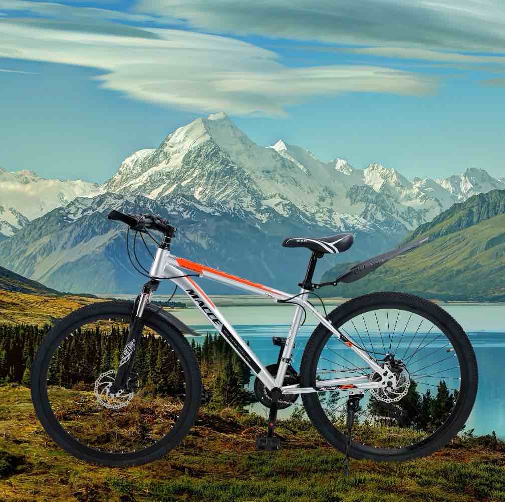 27.5 Inch Mountain Bike for Adult, 27-Speed Front Suspension High-Carbon Steel MTB Bicycle, Dual Disc Brake Bikes for Men Women, Silver