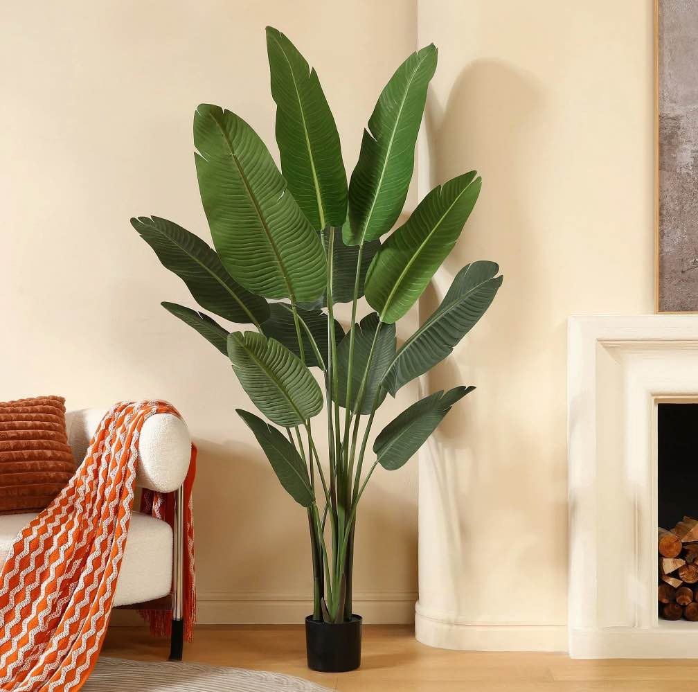 6 Feet Artificial Bird of Paradise Plant Fake Tropical Palm Tree for Indoor Outdoor, Perfect Faux Plants for Home Garden Office Store Decoration