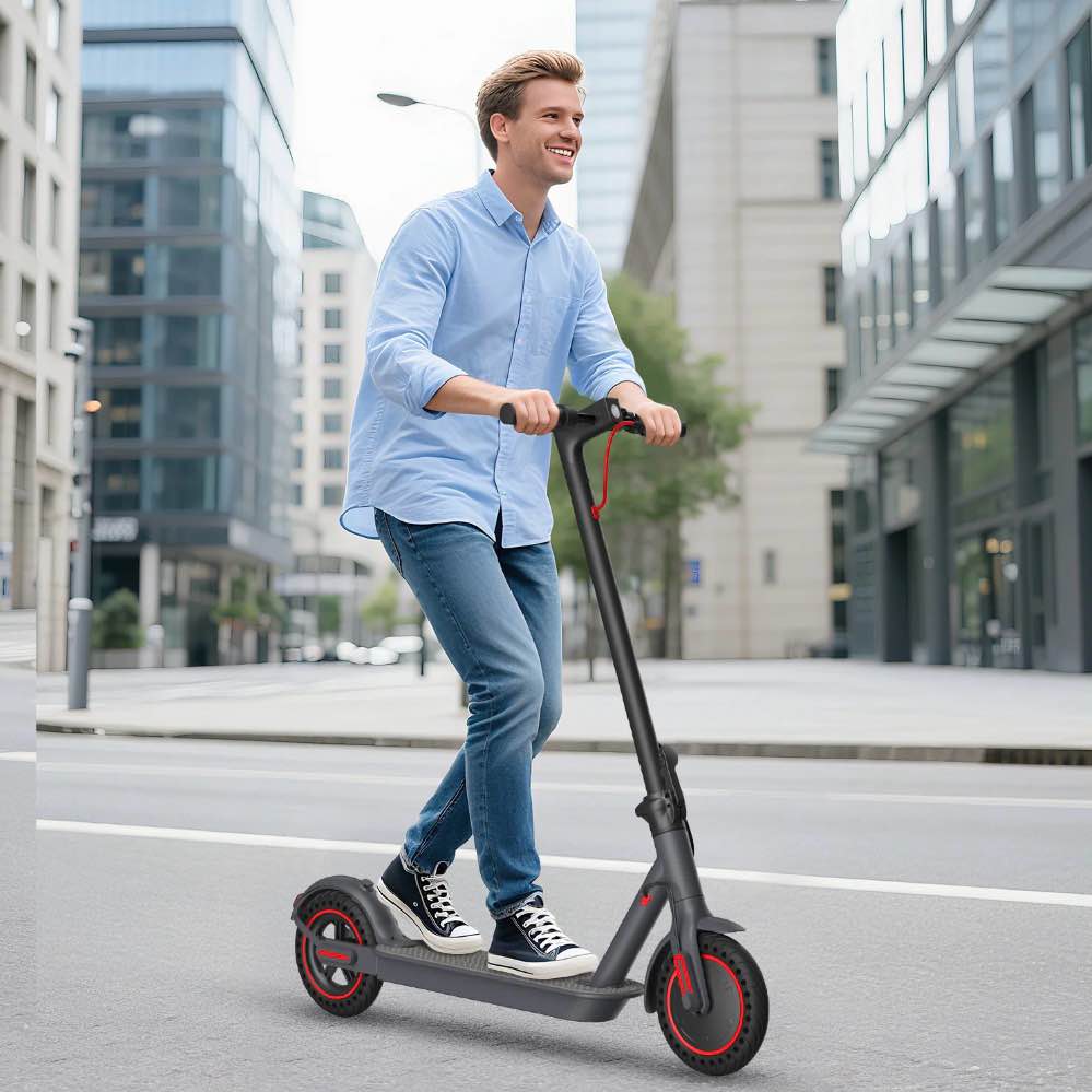 OBX 350W Electric Scooter for Adults, 18MPH & 12-16 Miles Range, 8.5" Solid Tires, Foldable Commuting E-Scooter with APP Control & Brake System