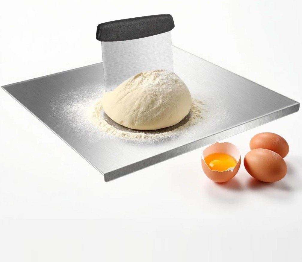 Baking Cutting  Boards for Kitchen, AOKIWO Large-sized Stainless Steel Cutting Boards w bench scraper for Kitchen, Suitable for Meat, Fruits, Vegetables, Bread(15.7 x 11.8 in)