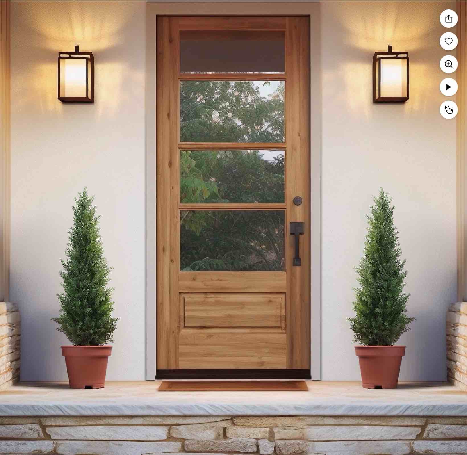 Artificial Cedar Tree 2 Pack 3 ft Outdoor Artificial Topiary Cedar Plants Fake Tree UV Rated Potted Plants for Porch Decor Faux Pine Tree for Perfect Housewarming Gift
